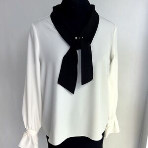 CALVIN KLEIN Elegant Tie Bow Neckline Blouse NWT